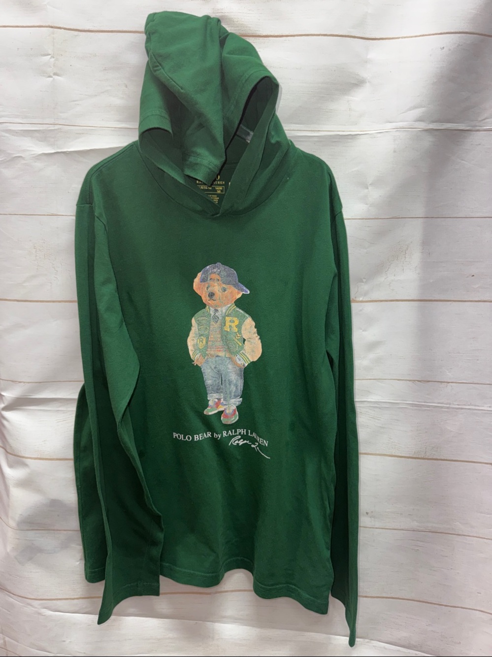 Ralph Lauren Green Polo Bear Hooded Tee Size Large